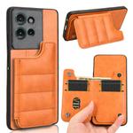 For Motorola Edge 50 Cow Pattern Sewing Card Bag Phone Case(Orange)