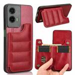 For Motorola Moto G35 5G Cow Pattern Sewing Card Bag Phone Case(Red)