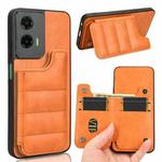 For Motorola Moto G35 5G Cow Pattern Sewing Card Bag Phone Case(Orange)