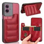 For Motorola Moto G55 5G Cow Pattern Sewing Card Bag Phone Case(Red)