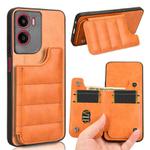 For Motorola Moto G05 / Moto E15 Cow Pattern Sewing Card Bag Phone Case(Orange)