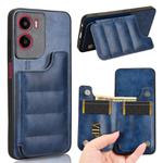For Motorola Moto G05 / Moto E15 Cow Pattern Sewing Card Bag Phone Case(Blue)