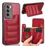 For OPPO Reno12 5G Global Cow Pattern Sewing Card Bag Phone Case(Red)