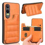 For OPPO K12x Cow Pattern Sewing Card Bag Phone Case(Orange)