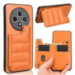 For OPPO Reno12 F 5G Cow Pattern Sewing Card Bag Phone Case(Orange)