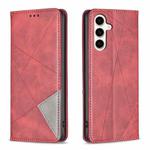 For Samsung Galaxy S24 FE 5G Rhombus Texture Magnetic Leather Phone Case(Red)