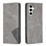 For Samsung Galaxy S24 FE 5G Rhombus Texture Magnetic Leather Phone Case(Grey)