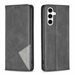 For Samsung Galaxy S24 FE 5G Rhombus Texture Magnetic Leather Phone Case(Black)