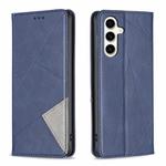 For Samsung Galaxy S24 FE 5G Rhombus Texture Magnetic Leather Phone Case(Blue)