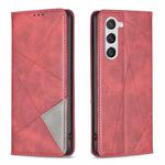 For Samsung Galaxy S25 5G Rhombus Texture Magnetic Leather Phone Case(Red)