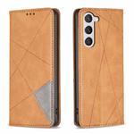 For Samsung Galaxy S25 5G Rhombus Texture Magnetic Leather Phone Case(Yellow)
