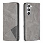 For Samsung Galaxy S25 5G Rhombus Texture Magnetic Leather Phone Case(Grey)