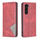 For Samsung Galaxy S25+ 5G Rhombus Texture Magnetic Leather Phone Case(Red)