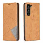 For Samsung Galaxy S25+ 5G Rhombus Texture Magnetic Leather Phone Case(Yellow)