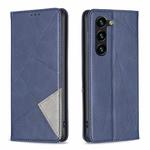 For Samsung Galaxy S25+ 5G Rhombus Texture Magnetic Leather Phone Case(Blue)
