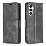 For Samsung Galaxy S24 FE 5G Lambskin Texture Pure Color Flip Leather Phone Case(Black)