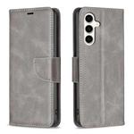 For Samsung Galaxy S24 FE 5G Lambskin Texture Pure Color Flip Leather Phone Case(Grey)