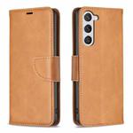 For Samsung Galaxy S25 5G Lambskin Texture Pure Color Flip Leather Phone Case(Yellow)
