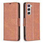For Samsung Galaxy S25 5G Lambskin Texture Pure Color Flip Leather Phone Case(Brown)