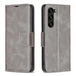 For Samsung Galaxy S25+ 5G Lambskin Texture Pure Color Flip Leather Phone Case(Grey)