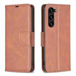 For Samsung Galaxy S25+ 5G Lambskin Texture Pure Color Flip Leather Phone Case(Brown)
