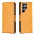 For Samsung Galaxy S25 Ultra 5G Lambskin Texture Pure Color Flip Leather Phone Case(Yellow)