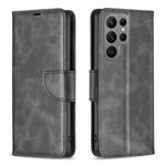 For Samsung Galaxy S25 Ultra 5G Lambskin Texture Pure Color Flip Leather Phone Case(Black)