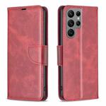 For Samsung Galaxy S25 Ultra 5G Lambskin Texture Pure Color Flip Leather Phone Case(Red)