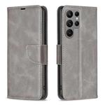 For Samsung Galaxy S25 Ultra 5G Lambskin Texture Pure Color Flip Leather Phone Case(Grey)