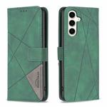 For Samsung Galaxy S24 FE 5G Magnetic Buckle Rhombus Texture Leather Phone Case(Green)