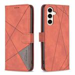 For Samsung Galaxy S24 FE 5G Magnetic Buckle Rhombus Texture Leather Phone Case(Brown)