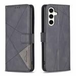 For Samsung Galaxy S24 FE 5G Magnetic Buckle Rhombus Texture Leather Phone Case(Black)