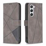 For Samsung Galaxy S25 5G Magnetic Buckle Rhombus Texture Leather Phone Case(Grey)