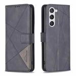 For Samsung Galaxy S25 5G Magnetic Buckle Rhombus Texture Leather Phone Case(Black)