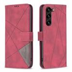 For Samsung Galaxy S25+ 5G Magnetic Buckle Rhombus Texture Leather Phone Case(Red)