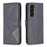 For Samsung Galaxy S25+ 5G Magnetic Buckle Rhombus Texture Leather Phone Case(Black)