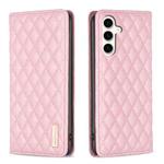 For Samsung Galaxy S24 FE 5G Diamond Lattice Magnetic Leather Flip Phone Case(Pink)