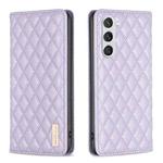 For Samsung Galaxy S25 5G Diamond Lattice Magnetic Leather Flip Phone Case(Purple)