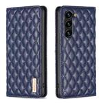 For Samsung Galaxy S25+ 5G Diamond Lattice Magnetic Leather Flip Phone Case(Blue)