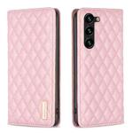 For Samsung Galaxy S25+ 5G Diamond Lattice Magnetic Leather Flip Phone Case(Pink)