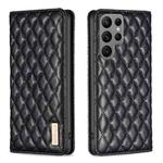 For Samsung Galaxy S25 Ultra 5G Diamond Lattice Magnetic Leather Flip Phone Case(Black)