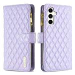 For Samsung Galaxy S24 FE 5G Diamond Lattice Zipper Wallet Leather Flip Phone Case(Purple)