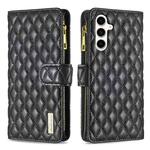 For Samsung Galaxy S24 FE 5G Diamond Lattice Zipper Wallet Leather Flip Phone Case(Black)