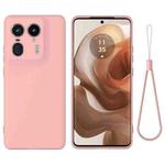 For Motorola Moto X50 Ultra Solid Color Liquid Silicone Dropproof Full Coverage Phone Case(Pink)