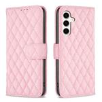 For Samsung Galaxy S24 FE 5G Diamond Lattice Wallet Flip Leather Phone Case(Pink)