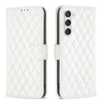 For Samsung Galaxy S25 5G Diamond Lattice Wallet Flip Leather Phone Case(White)