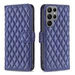 For Samsung Galaxy S25 Ultra 5G Diamond Lattice Wallet Flip Leather Phone Case(Blue)