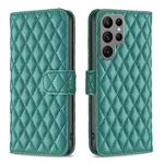 For Samsung Galaxy S25 Ultra 5G Diamond Lattice Wallet Flip Leather Phone Case(Green)