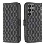 For Samsung Galaxy S25 Ultra 5G Diamond Lattice Wallet Flip Leather Phone Case(Black)