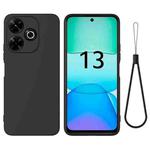 For Redmi 13 4G / 5G / Note 13R 5G Solid Color Liquid Silicone Dropproof Full Coverage Phone Case(Black)